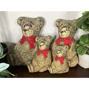 Vintage Arnold Print Works Litho Print Stuffed Cloth Bear Family Pillows